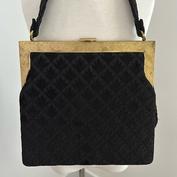 Vintage Black Velvet Shoulder Bag